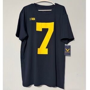Valiant Men's XL Michigan Wolverines Donovan Edwards #7 Navy Blue T-Shirt 2183